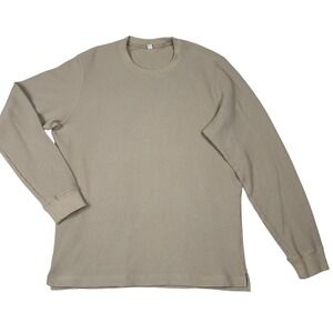 Uniqlo Waffle Knit Crew Neck Beige Men's L